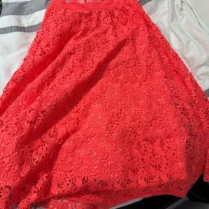 Elegant Coral Lace Skirt